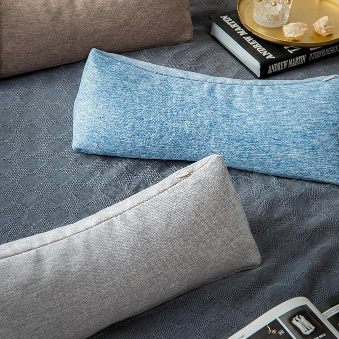 Buckwheat Neck Support Pillow Cervical Neck Cylinder Bolster Pillow,Buckwheat Hulls Adjustable Roll Pillow,Neck Pain Relief for Back and Side Sleepers Round Pillows for Lunch Break blue, 6*15 inch