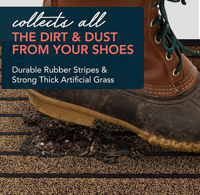 ubdyo Extra Durable Door Mat - Dirt Trapping Outdoor Welcome Mats - Non-Slip Outdoor Indoor Entrance - Low Profile Front Doormat (32" x 20", Bright Brown)