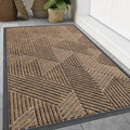 Smiry Front Door Mat Outside Entrance, Heavy Duty Sturdy Natural Rubber Doormat, Trap Dirt and Moisture, Easy Clean Low Profile Mats for Indoor Outdoor Entry, Irregular Triangle (59x20, Brown)