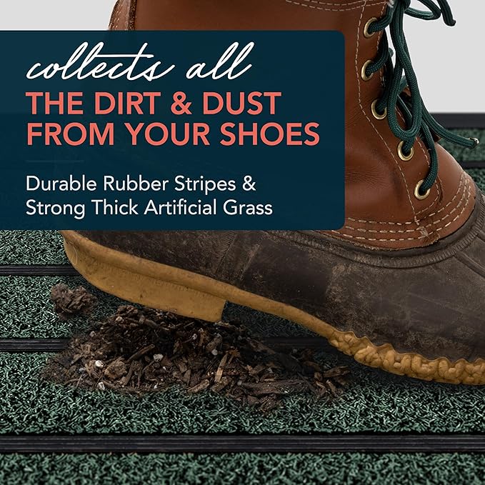 ubdyo Extra Durable Door Mat - Dirt Trapping Outdoor Welcome Mats - Non-Slip Outdoor Indoor Entrance - Low Profile Front Doormat (30" x 17", Bright Green)