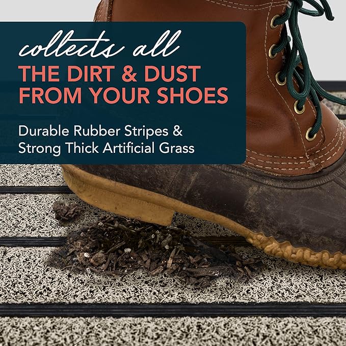 ubdyo Extra Durable Door Mat - Dirt Trapping Outdoor Welcome Mats - Non-Slip Outdoor Indoor Entrance - Low Profile Front Doormat (36" x 24", Bright Beige)