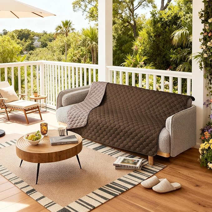 gogobunny 100% Double-Sided Waterproof Dog Bed Cover Pet Blanket Sofa Couch Furniture Protector for Puppy Large Dog Cat, Reversible (82x102 Inch (Pack of 1), Dark Chocolate/Light Chocolate)