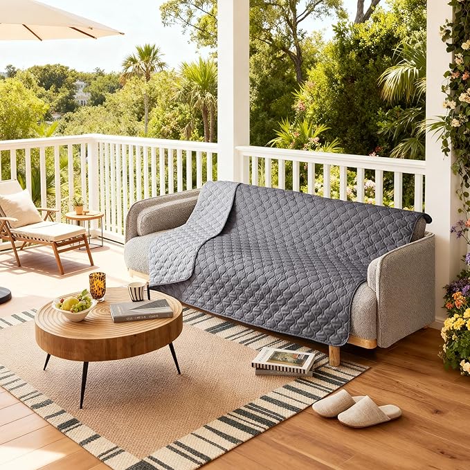 gogobunny 100% Double-Sided Waterproof Dog Bed Cover Pet Blanket Sofa Couch Furniture Protector for Puppy Large Dog Cat, Reversible (68x82 Inch (Pack of 1), Dark Grey/Light Grey)