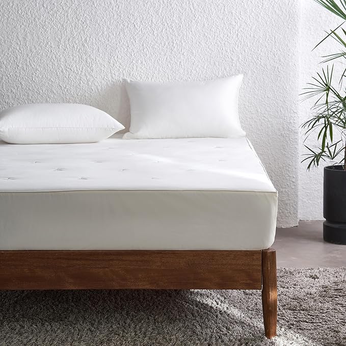 Simple&Opulence Cooling Quilted Mattress Pad – Fitted Sheet Mattress Protector Cover with Elastic Corners, Soft & Breathable, 16 Inch Deep Pocket (Cream Khaki,Full)