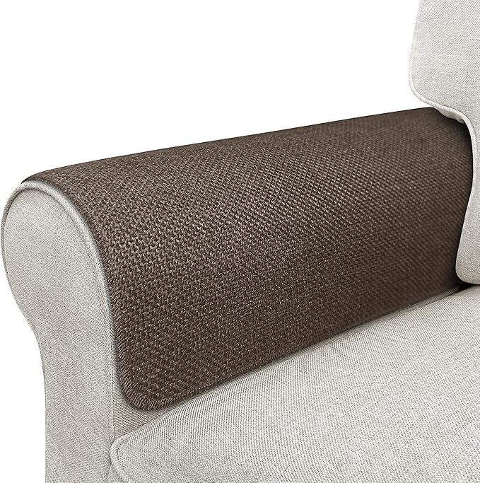 Couch Arm Covers, Waterproof Armrest Cover for Sofa, Armchair, Loveseat, Non-Slip Recliner Arm Cover, Sofa Arm Covers, Headrest Covers, Arm Chair Covers Set of 2 (Brown, 24"×20")