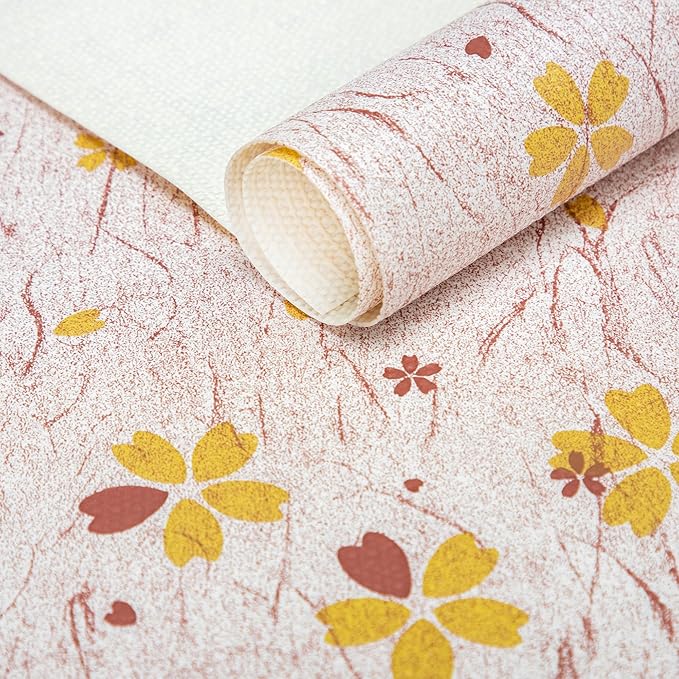 RAY STAR 12X120 Inch Shelf Liner for Kitchen Cabinets, Non-Adhesive Cabinet Liner Washable, PVC Drawer Liner for Dresser Non-Slip Bathroom (Yellow-Floral)(1 Roll)