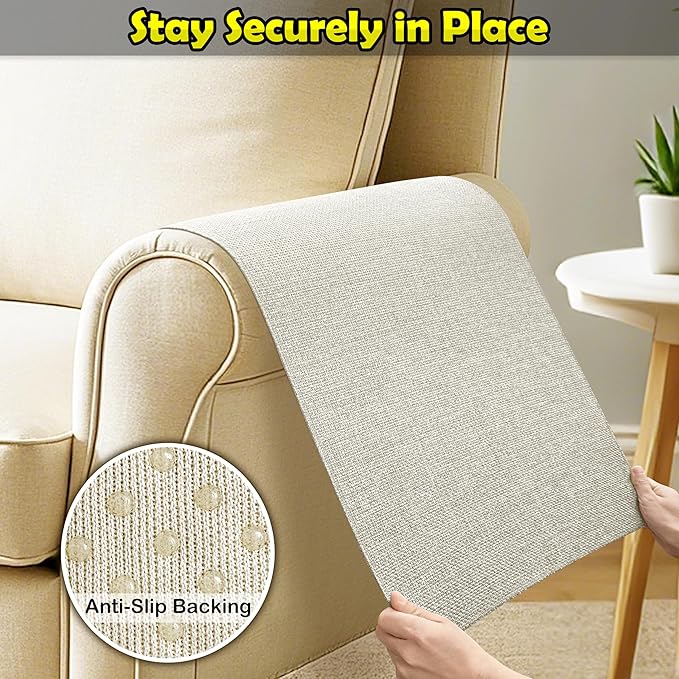 Couch Arm Covers, Waterproof Armrest Cover for Sofa, Armchair, Loveseat, Non-Slip Recliner Arm Cover, Sofa Arm Covers, Headrest Covers, Arm Chair Covers Set of 2 (Cream White, 24"×20")