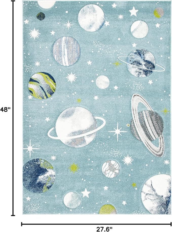 SAFAVIEH Carousel Kids Collection Accent Rug - 2'3" x 4', Teal & Ivory, Non-Shedding & Easy Care, Ideal for High Traffic Areas for Boys & Girls in Playroom, Nursery, Bedroom (CRK103J)