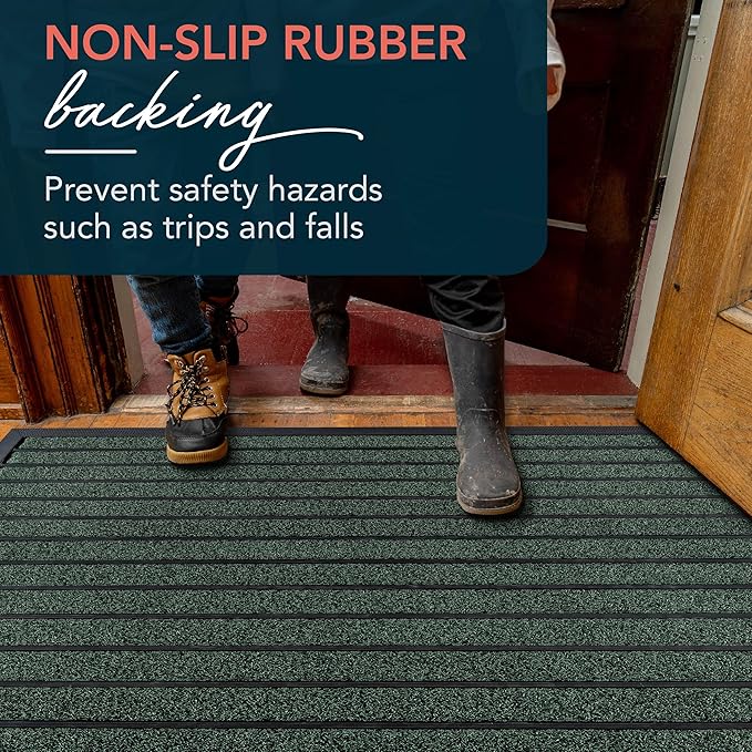 ubdyo Extra Durable Door Mat - Dirt Trapping Outdoor Welcome Mats - Non-Slip Outdoor Indoor Entrance - Low Profile Front Doormat (47" x 32", Bright Green)