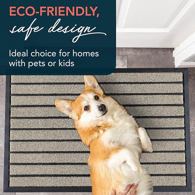 ubdyo Extra Durable Door Mat - Dirt Trapping Outdoor Welcome Mats - Non-Slip Outdoor Indoor Entrance - Low Profile Front Doormat (36" x 24", Bright Beige)