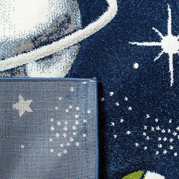 SAFAVIEH Carousel Kids Collection Area Rug - 10' x 14', Navy & Ivory, Non-Shedding & Easy Care, Ideal for High Traffic Areas for Boys & Girls in Playroom, Nursery, Bedroom (CRK103N)