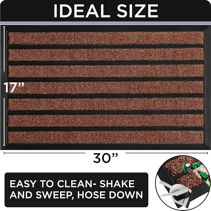 ubdyo Extra Durable Door Mat - Dirt Trapping Outdoor Welcome Mats - Non-Slip Outdoor Indoor Entrance - Low Profile Front Doormat (30" x 17", Bright Burgundy)
