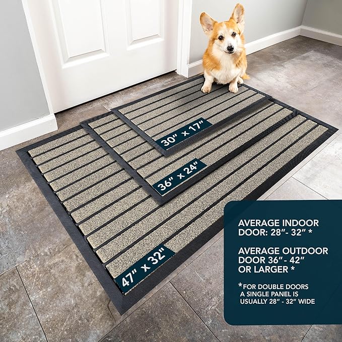 ubdyo Extra Durable Door Mat - Dirt Trapping Outdoor Welcome Mats - Non-Slip Outdoor Door Mats - Low Profile Front Door Mat - Indoor Doormat (47" x 32", Bright Beige)