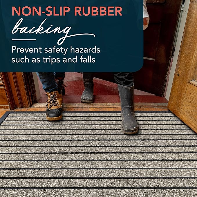 ubdyo Extra Durable Door Mat - Dirt Trapping Outdoor Welcome Mats - Non-Slip Outdoor Door Mats - Low Profile Front Door Mat - Indoor Doormat (47" x 32", Bright Beige)