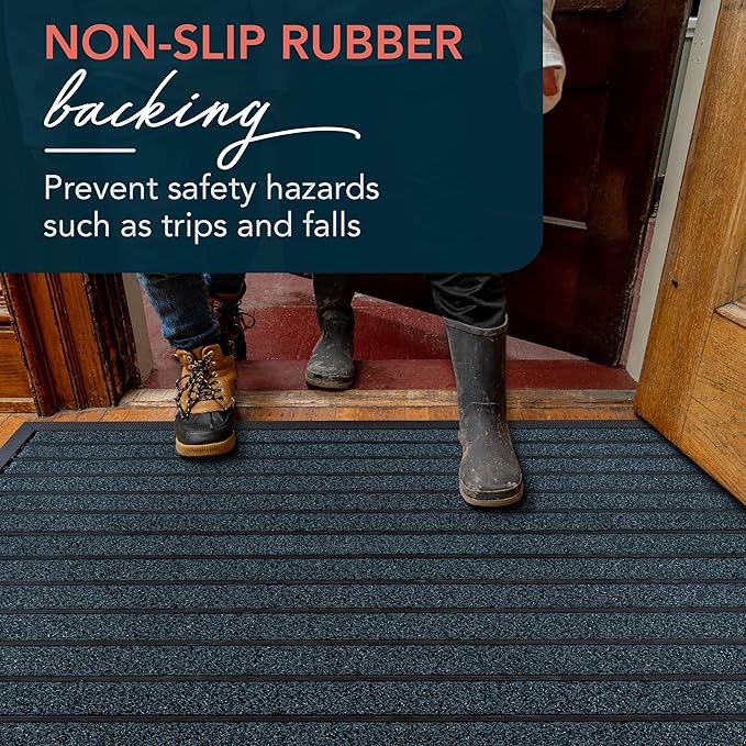 ubdyo Extra Durable Door Mat - Dirt Trapping Outdoor Welcome Mats - Non-Slip Outdoor Indoor Entrance - Low Profile Front Doormat (47" x 32", Bright Blue)