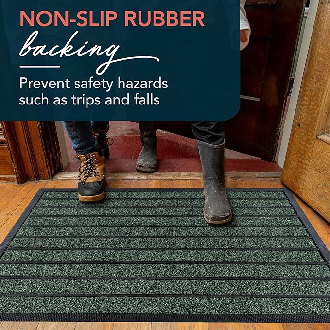 ubdyo Extra Durable Door Mat - Dirt Trapping Outdoor Welcome Mats - Non-Slip Outdoor Indoor Entrance - Low Profile Front Doormat (36" x 24", Bright Green)