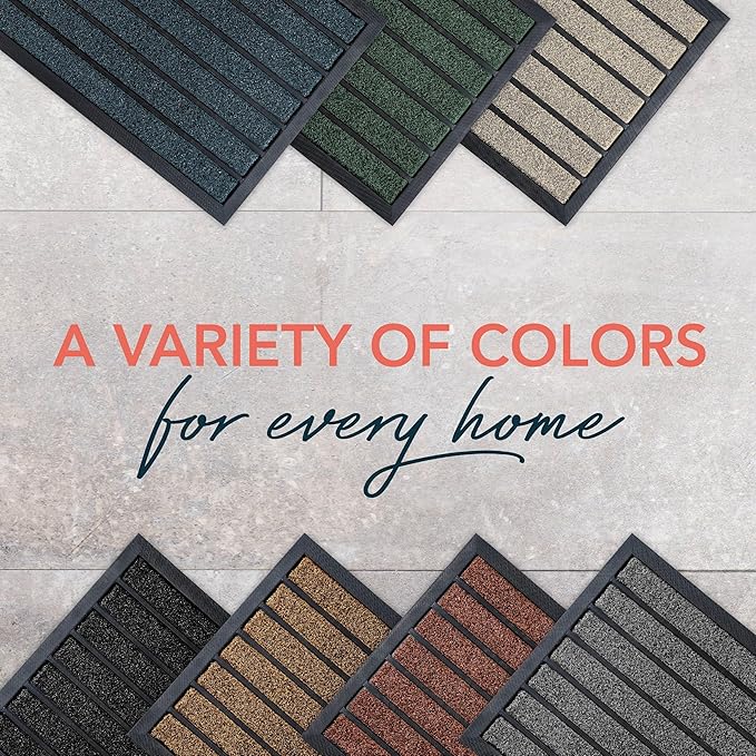 ubdyo Extra Durable Door Mat - Dirt Trapping Outdoor Welcome Mats - Non-Slip Outdoor Indoor Entrance - Low Profile Front Doormat (30" x 17", Bright Green)