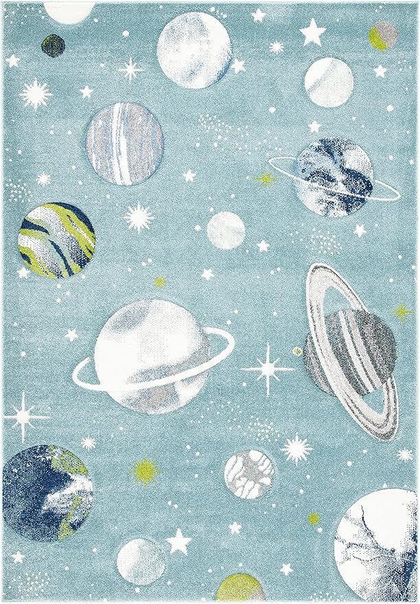 SAFAVIEH Carousel Kids Collection Accent Rug - 2'3" x 4', Teal & Ivory, Non-Shedding & Easy Care, Ideal for High Traffic Areas for Boys & Girls in Playroom, Nursery, Bedroom (CRK103J)