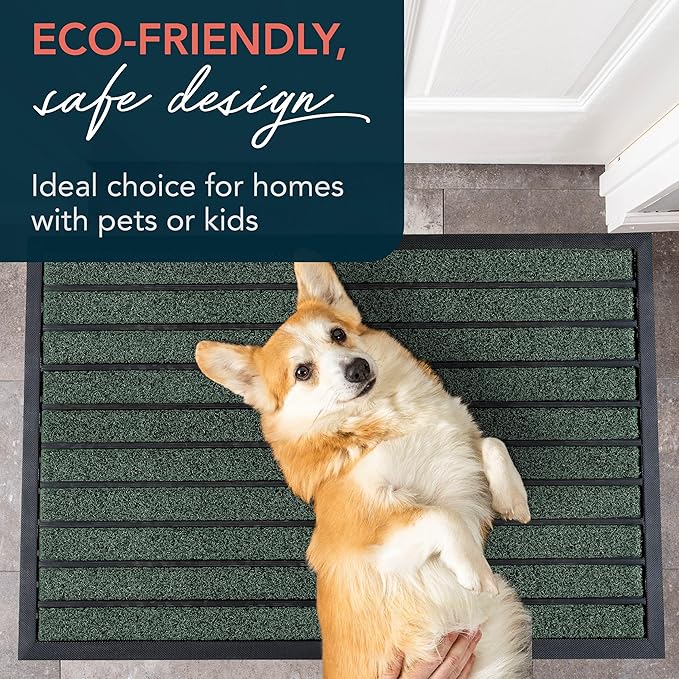 ubdyo Extra Durable Door Mat - Dirt Trapping Outdoor Welcome Mats - Non-Slip Outdoor Indoor Entrance - Low Profile Front Doormat (36" x 24", Bright Green)