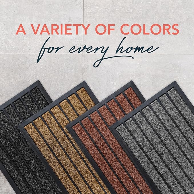 ubdyo Extra Durable Door Mat - Dirt Trapping Outdoor Welcome Mats - Non-Slip Outdoor Indoor Entrance - Low Profile Front Doormat (32" x 20", Bright Grey)