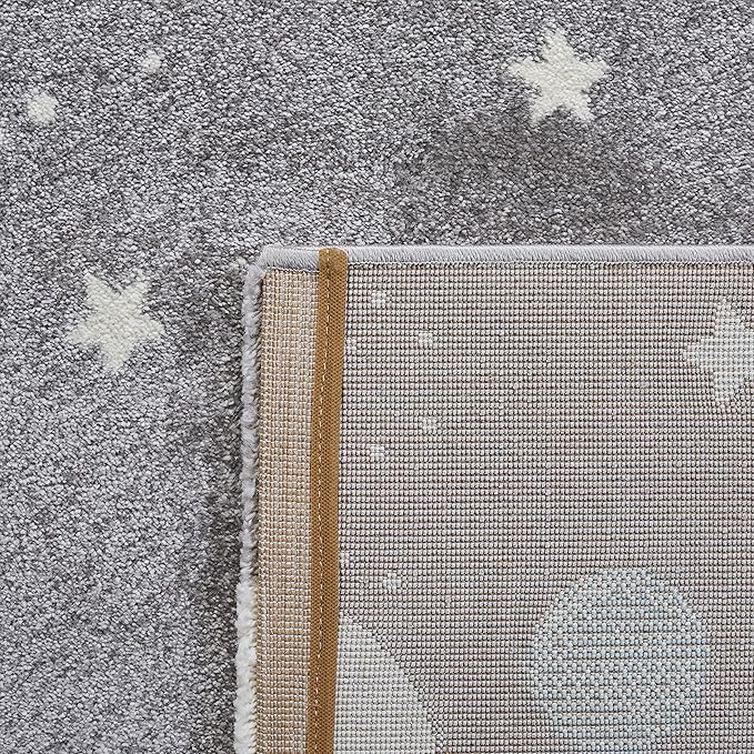 SAFAVIEH Carousel Kids Collection 8' Round Grey/Lavender CRK103F Outer Space Non-Shedding Playroom Nursery Bedroom Area Rug