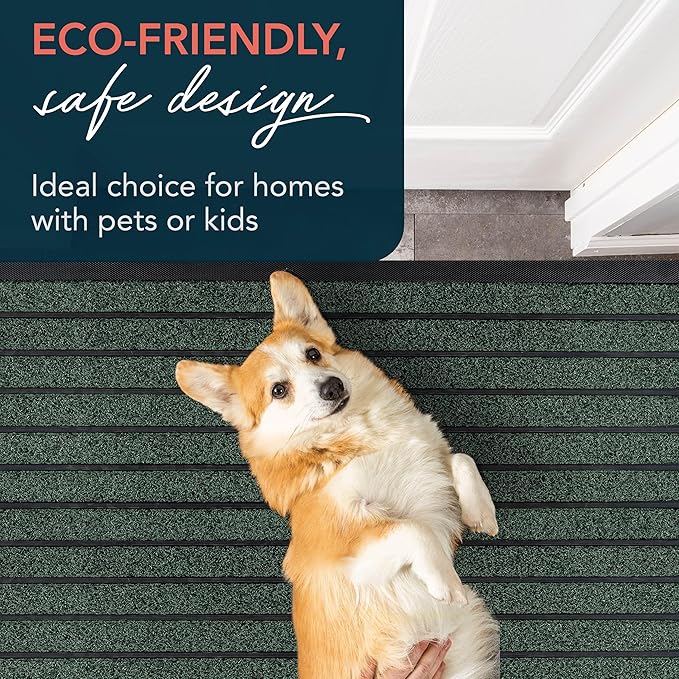 ubdyo Extra Durable Door Mat - Dirt Trapping Outdoor Welcome Mats - Non-Slip Outdoor Indoor Entrance - Low Profile Front Doormat (47" x 32", Bright Green)
