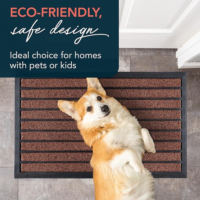 ubdyo Extra Durable Door Mat - Dirt Trapping Outdoor Welcome Mats - Non-Slip Outdoor Indoor Entrance - Low Profile Front Doormat (32" x 20", Bright Burgundy)
